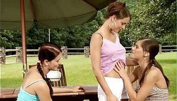 Hotties becoming naked previous licking juicy loving holes