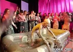 Lesbo love to pose naked and soaked in kinky outdoor xxx