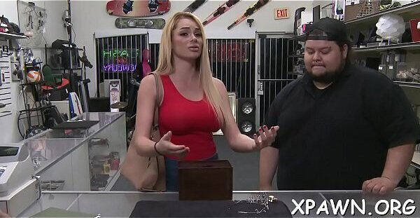 Young woman shows some shop room