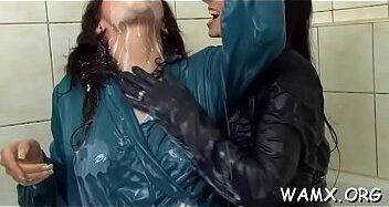 Girls pool posing sexy enjoying their moist look