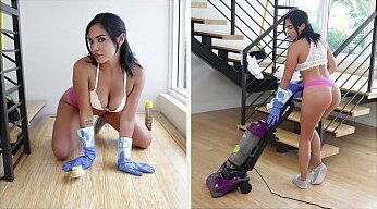 BANGBROS Latina Maid Selena Santana Polishes Bruno Dickemz'_s Knob