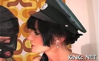 Mean mistress wraps slave tortures schlong