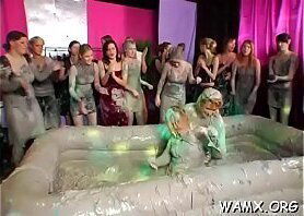 Party chicks in the mood for food fetish porn scenes