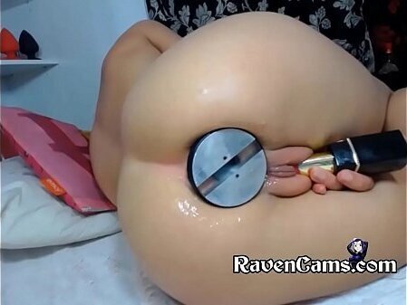 Horny Camgirl Pushes Extreme Large Butt Plug Into Tight Soft