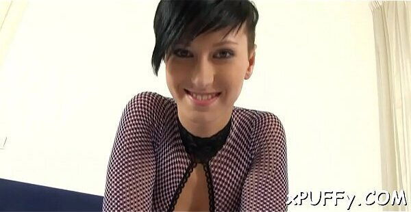 Hottie experiencing heavenly pleasures with dildo play