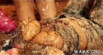 Half naked lesbian hotties getting all messy in slutty amateurs show