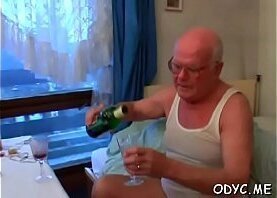 Skinny teen licked by grandpa