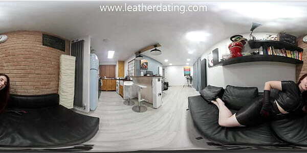 360&deg_ video sexy Roswell posing black leather skirt,top &amp_ long gloves