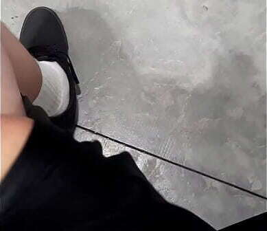 Flashing laundry mature lady looks