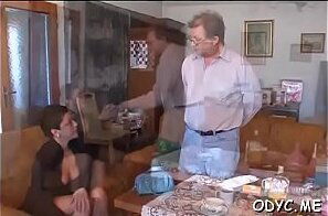 Luscious teen rides old guy