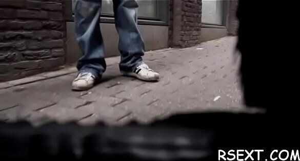 Girl gives hand oral-stimulation