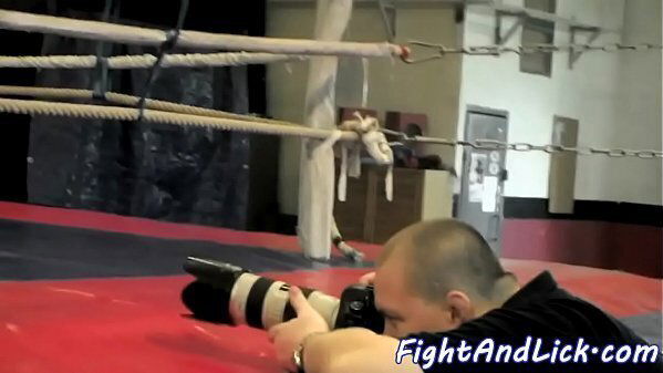 Athletic lesbos wrestling boxing ring