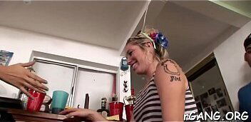 Sweethearts licking before males