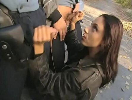 Brunette fucked hard policemen