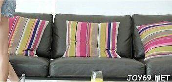 Girl rubs love tunnel in a solo action