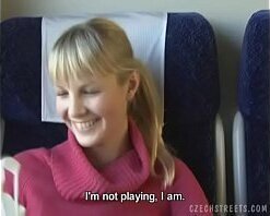Czech streets Blonde girl in train