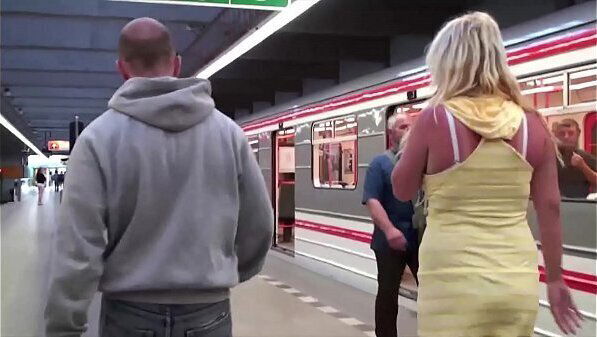 Stella fucked subway train guys with dicks