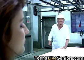 Brunette teen kitchen riding stud cowgirl