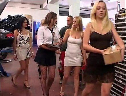 Sluts and the mechanics: fucked in the garage!