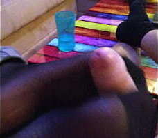 homemade footjob with black stockings