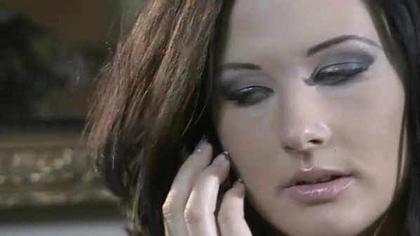 Brunette fucked sofa final facial cumming