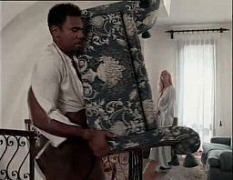 Black servant seduced blonde landlady sexy lingerie