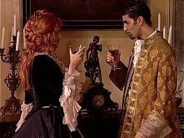 Redhead noblewoman banged in historical dress