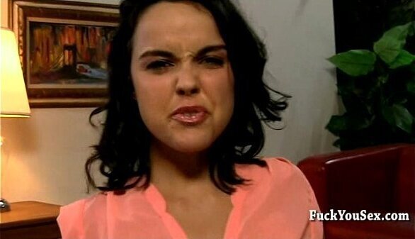 Dark-haired beauty semen face, still hard oral sex!