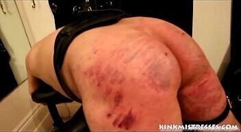 Brutal caning on the bench - kinkmistresses.com