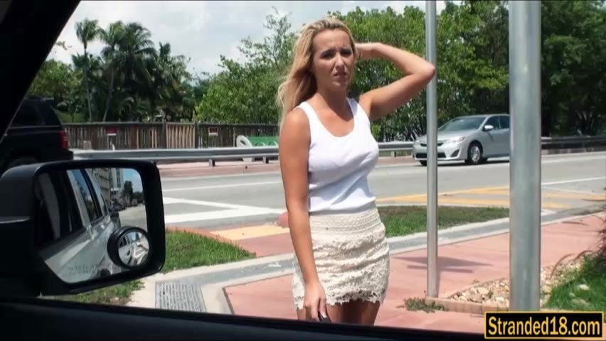 Gorgeous blondie teen girl Tucker Starr fucked in the car