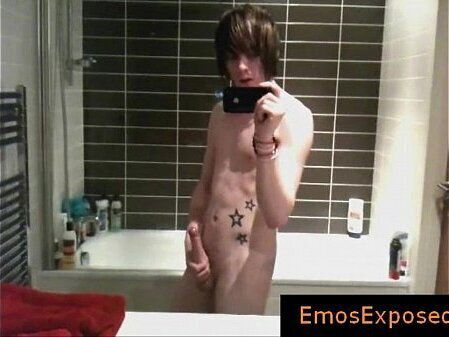 Cute filming himself mirror while jerking porno