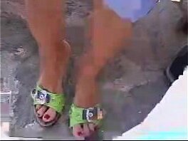 927581 shoejob in green mules