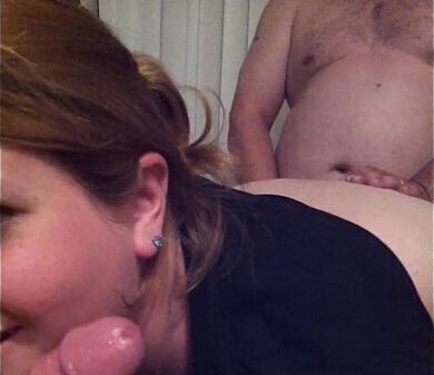 sucks chub while husband fucks