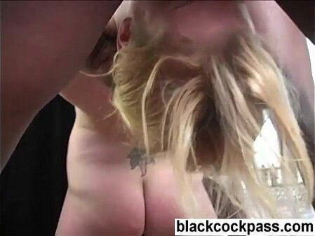 Stupid blonde whore fucked black dicks