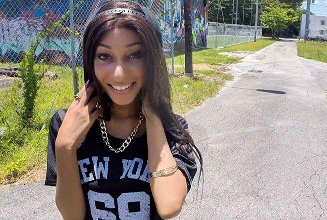 Petite black girl swallows big cock