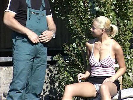 blonde girl giving mean blowjob