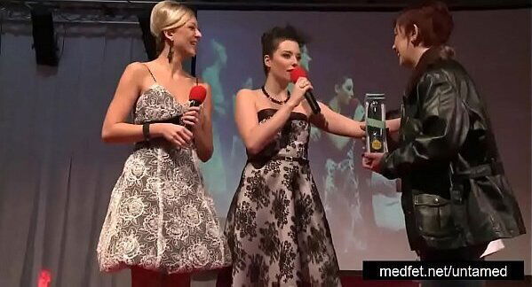 Female Male Strippers Tease Audience