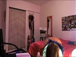 Cute teen girl masturbating home