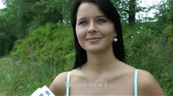 Big tits Eurobabe Mia pounded in public and received a facial