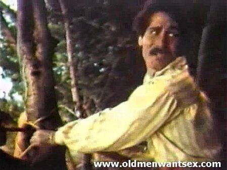 This older bangs younger girl outside