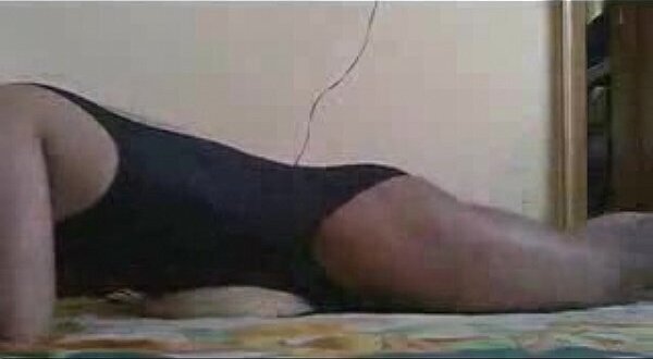 Horny black piece swimming costume masturbating with horn sound