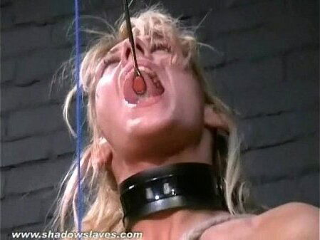 Extreme blonde bdsm slave Crystel Leis tounge tied torments