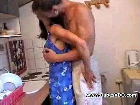 horny couple kitchen