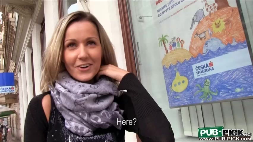 Busty blonde european amateur slut Blanka Grain offered up big cash to show off in public and gets fucked until she made