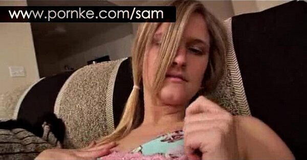 fingers herself couch