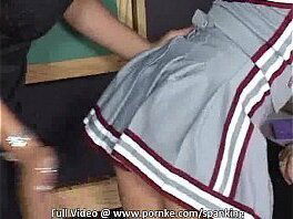 Girl gets panties pulled aside spanked