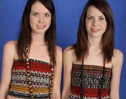 Identical Lesbian Twins posing together showing all...