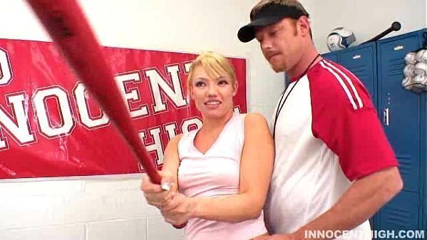Horny blonde Maya Hills seduces coach locker room