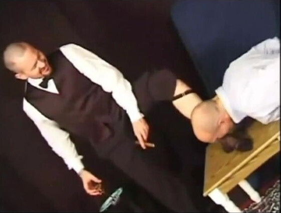 Slave eating master's sheer socks