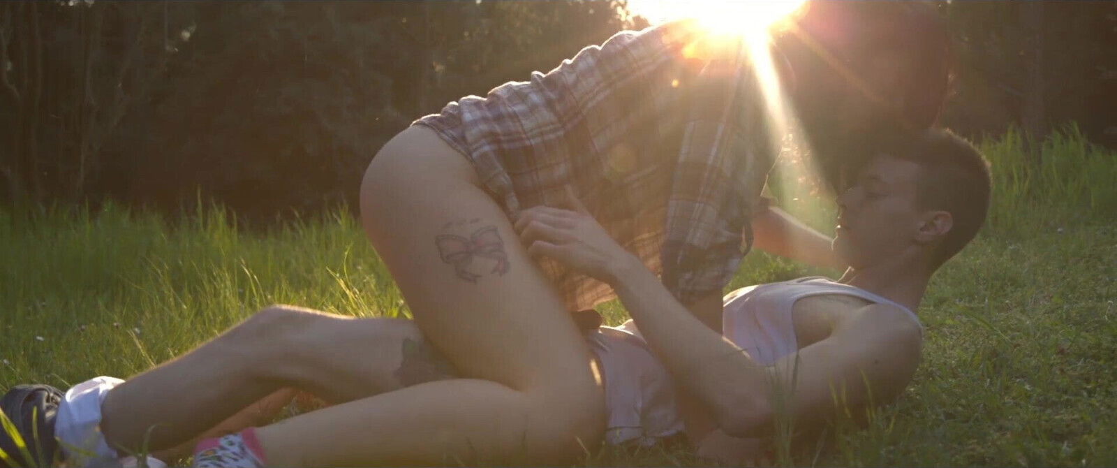 Young sexy couple goes wild nature